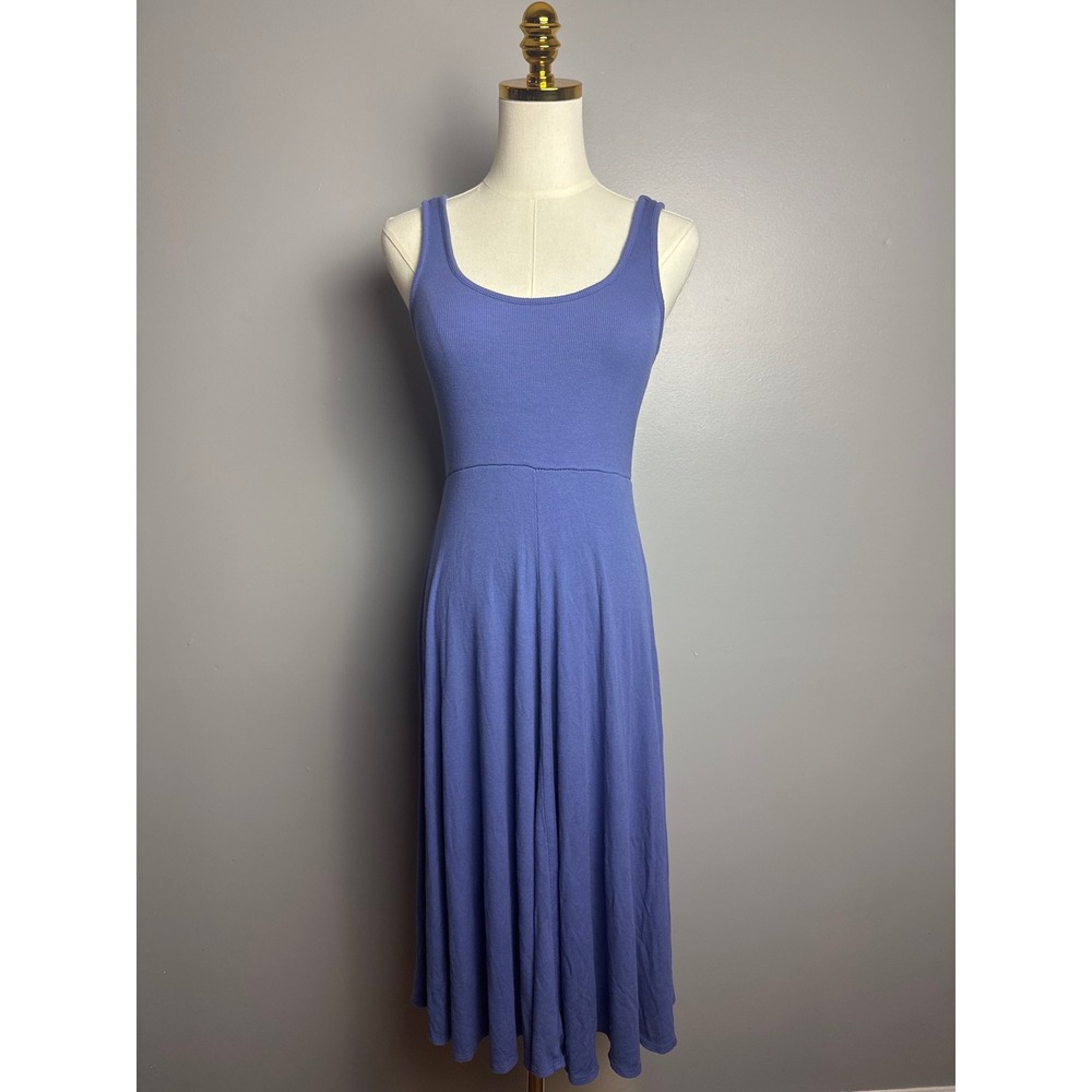 Marine Layer Midi Dress Womens XS Blue Excellent Ribbed Scoop Neck Sleeveless